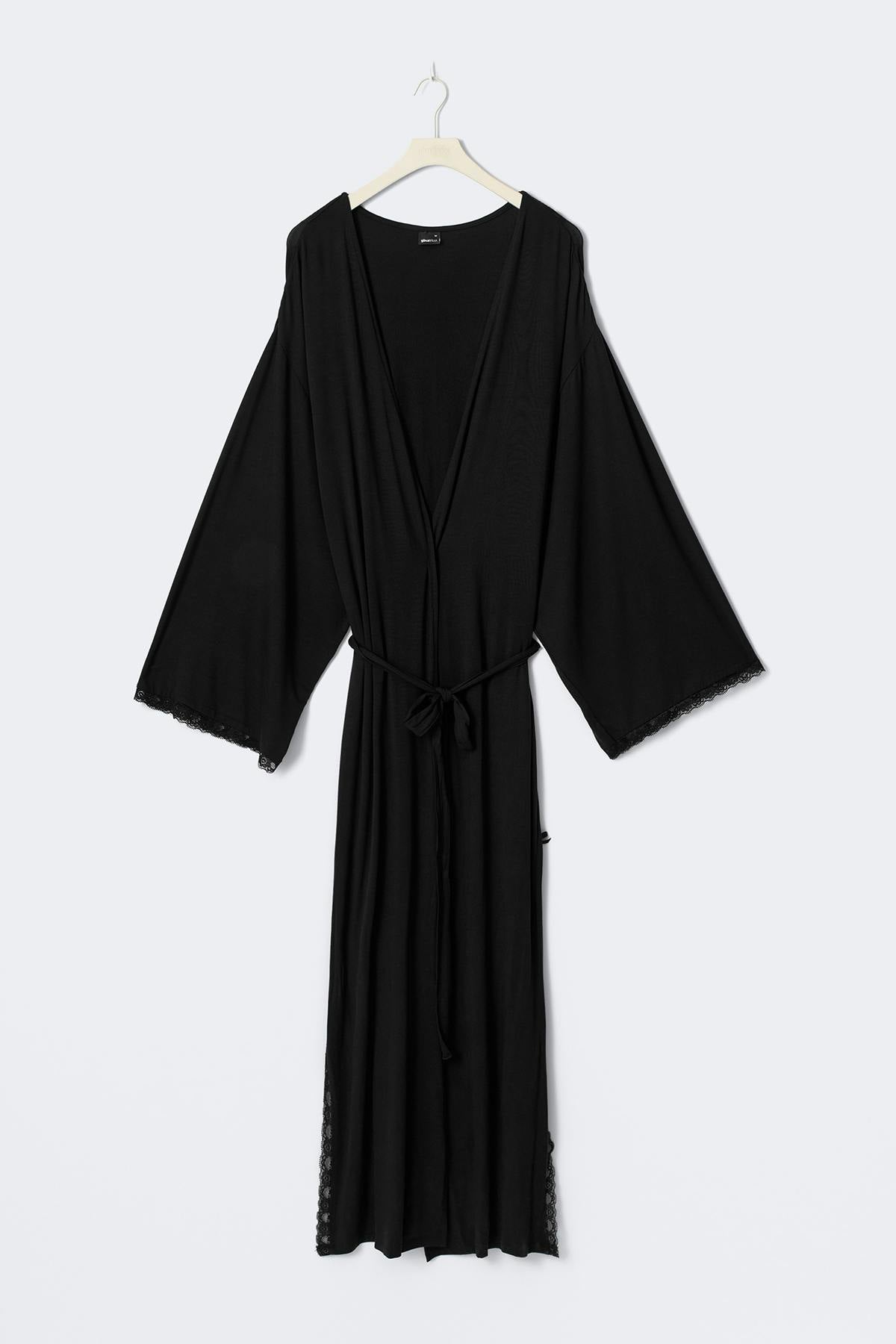Soft lace loungewear robe - Pink dot