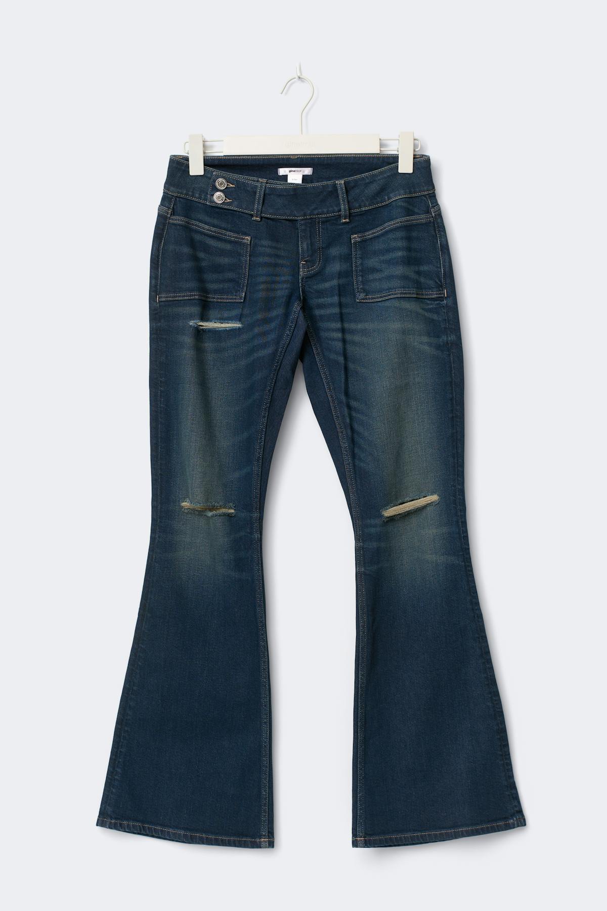 14+ pleated flare jeans curve - Vintage blue