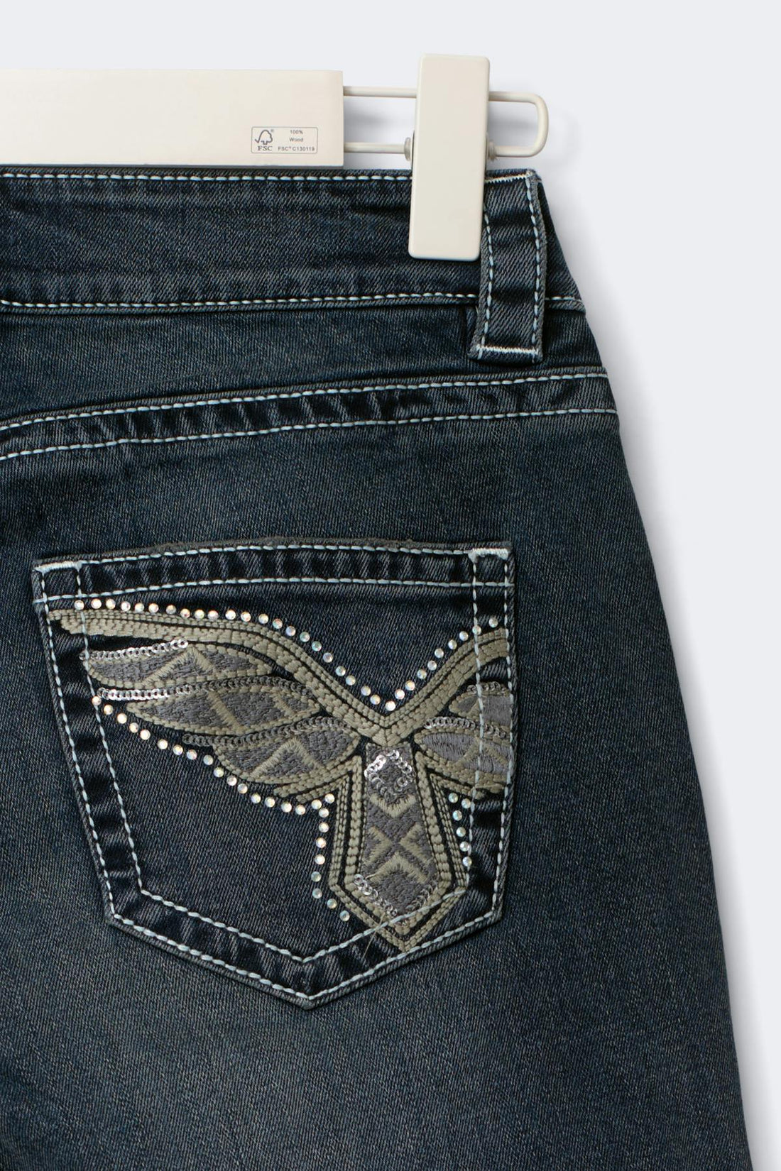 14+ sparkle flare jeans curve - Dk blue tint