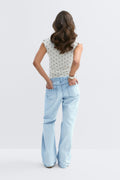 14+ loose bootcut jeans petite - Lt blue destroy