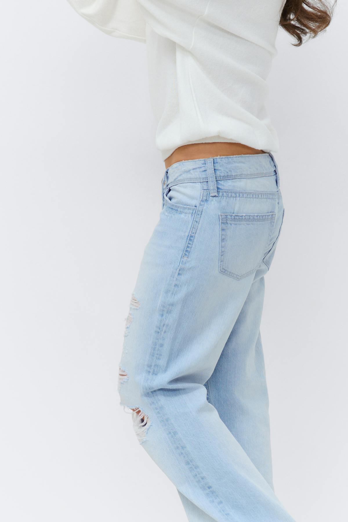 14+ loose bootcut jeans petite - Lt blue destroy