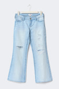 14+ loose bootcut jeans petite - Lt blue destroy