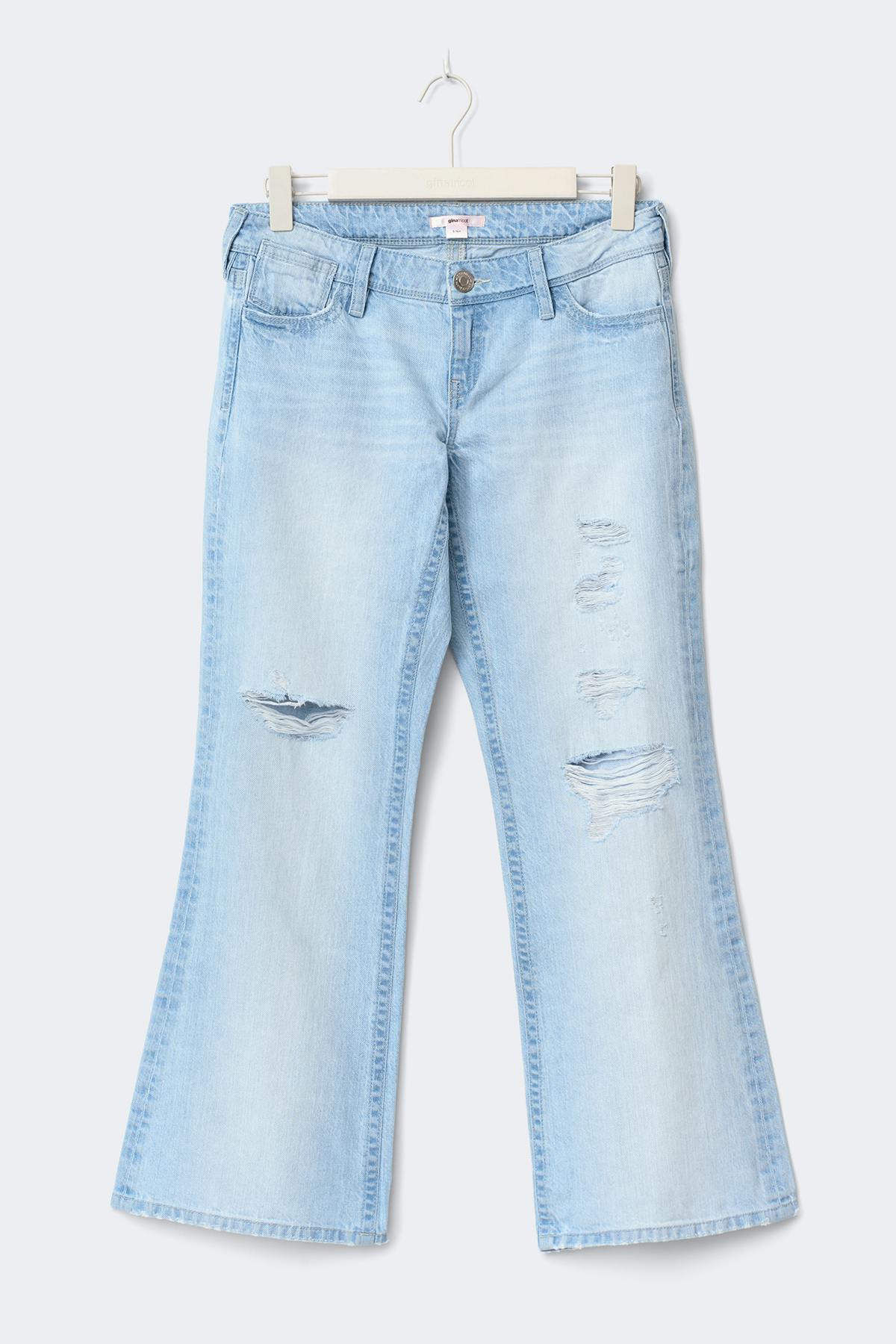 14+ loose bootcut jeans petite - Lt blue destroy