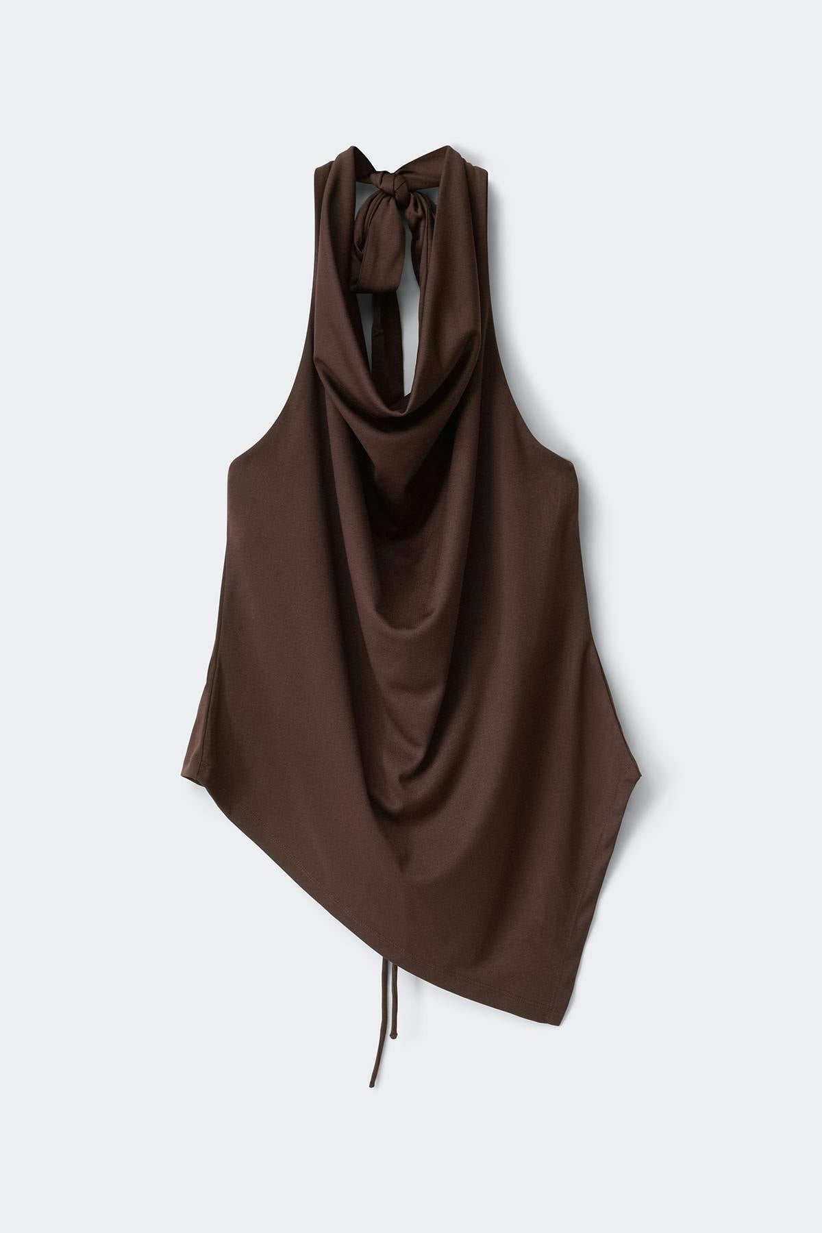 Tie back halterneck top - Chicory coffee