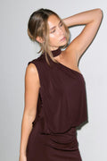 Draped maxi dress - Chocolate plum
