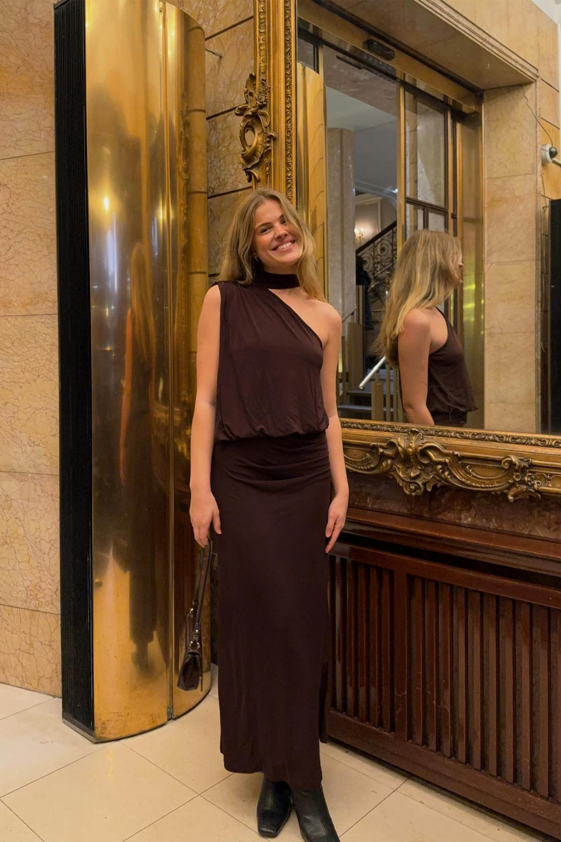 Draped maxi dress - Chocolate plum