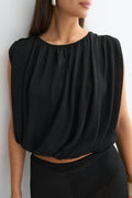 Bubble hem knitted top - Noir