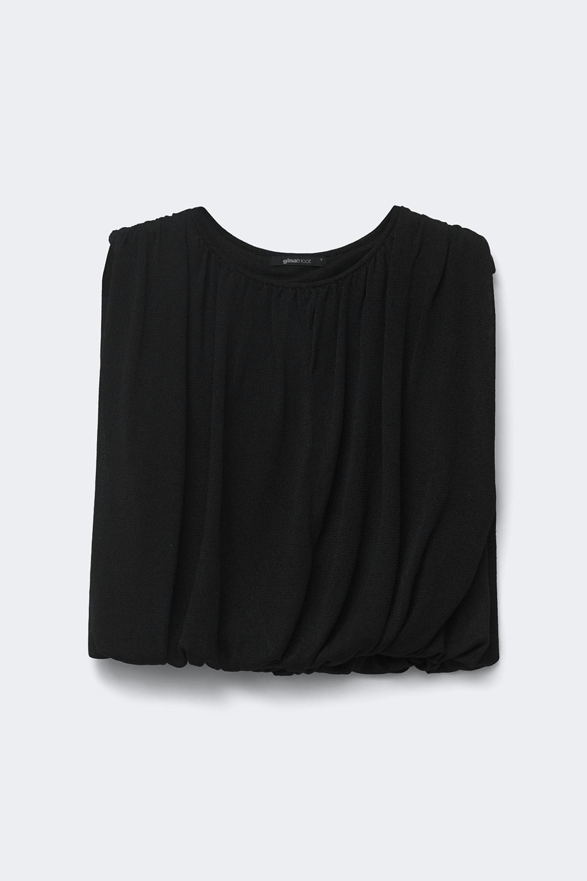 Bubble hem knitted top - Noir