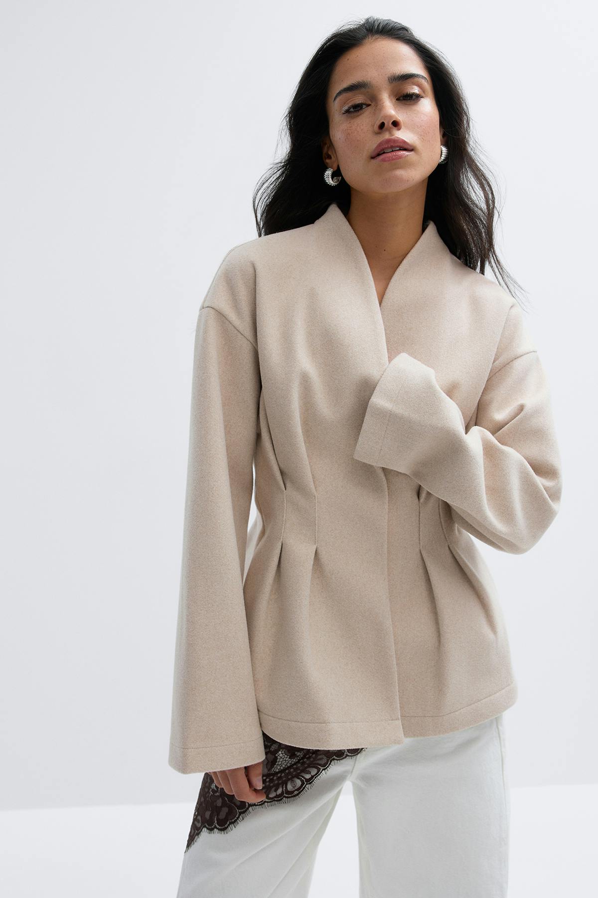 Sculpted felt jacket - Beige melange