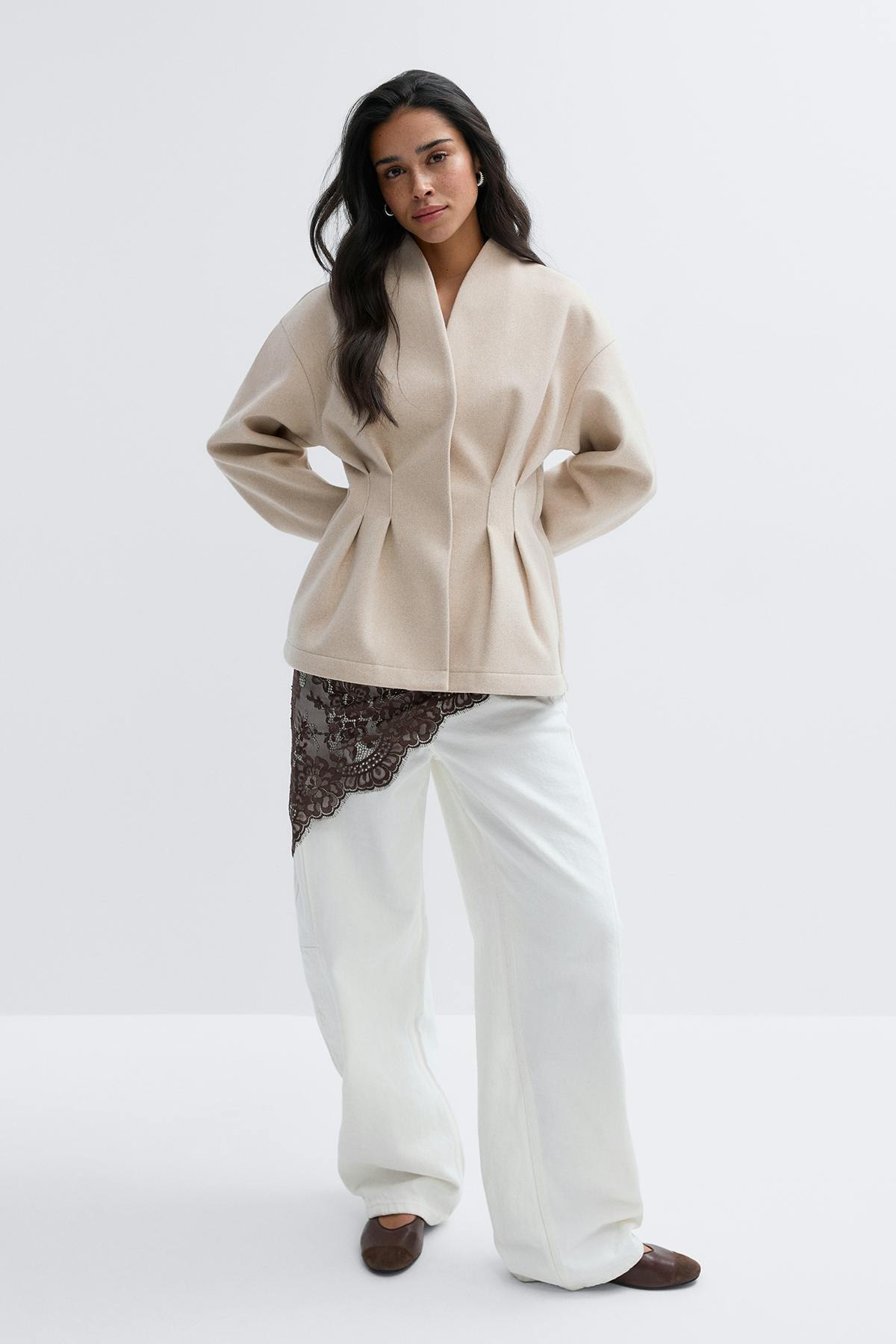 Sculpted felt jacket - Beige melange