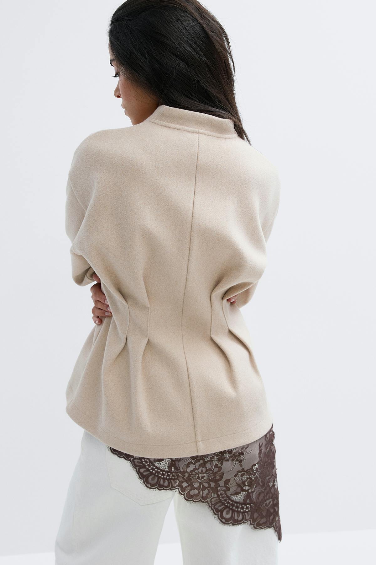 Sculpted felt jacket - Beige melange