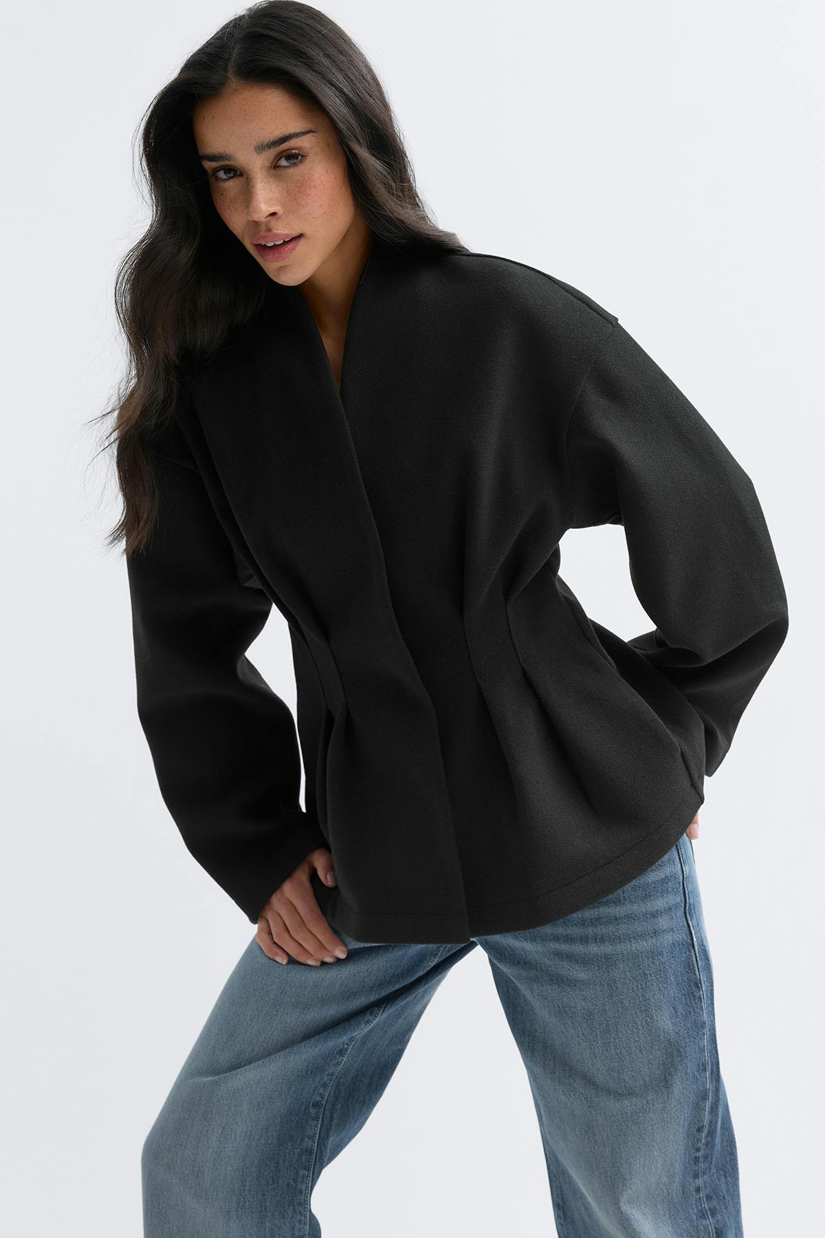 Sculpted felt jacket - Beige melange