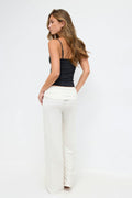Folded wide yoga trousers - Gardenia