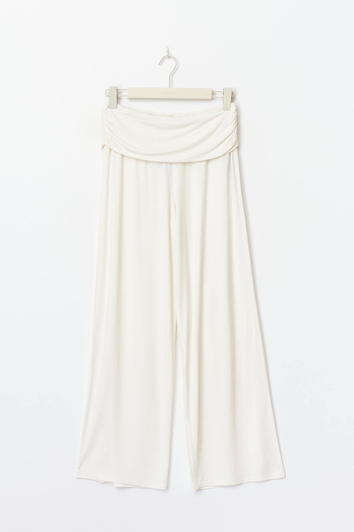 Folded wide yoga trousers - Gardenia