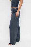 Folded wide yoga trousers - Dusty blue