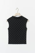 Dot funnel neck top - Black dot
