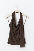Dot halterneck top - Brown dot aop