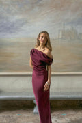Draped satin maxi dress - Noir