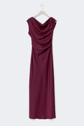 Draped satin maxi dress - Bordeaux