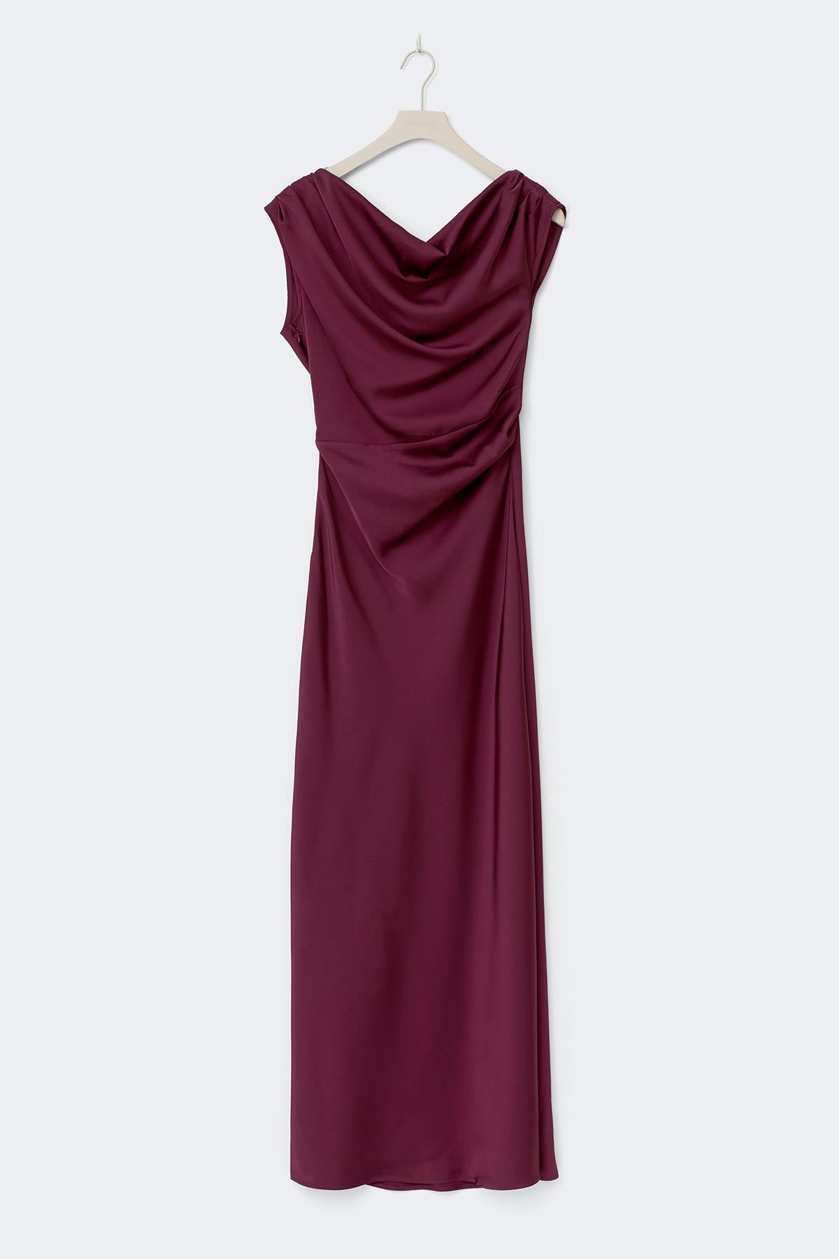 Draped satin maxi dress - Bordeaux