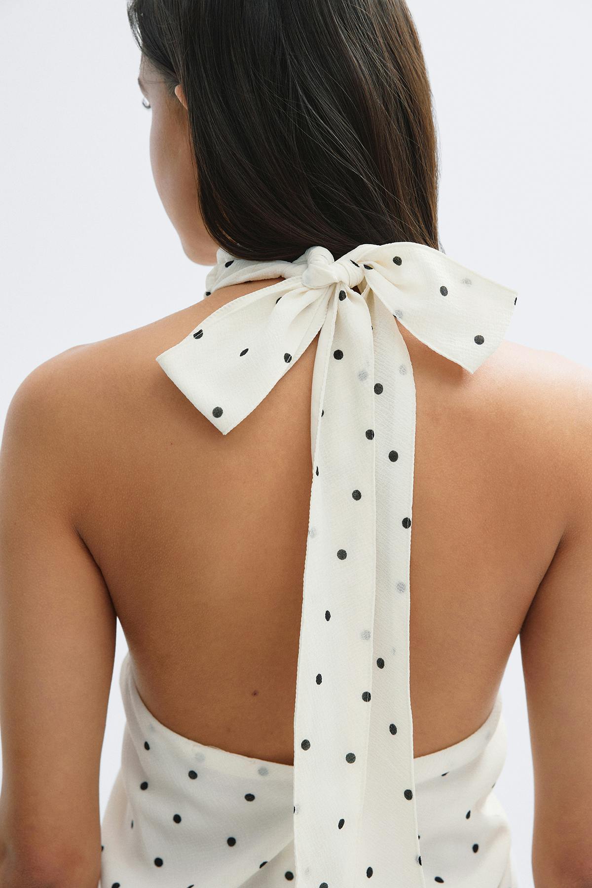 14+ halterneck dress - Black dot