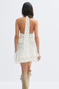 14+ halterneck dress - Black dot