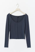 Soft layering yoga top - Dusty blue