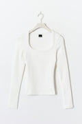 Super stretch scoop neck top - Blanc cassé
