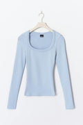 Super stretch scoop neck top - Brunnera blue