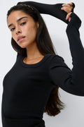 Super stretch scoop neck top - Blanc cassé