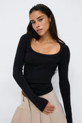Super stretch scoop neck top - Blanc cassé