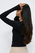 Super stretch scoop neck top - Noir