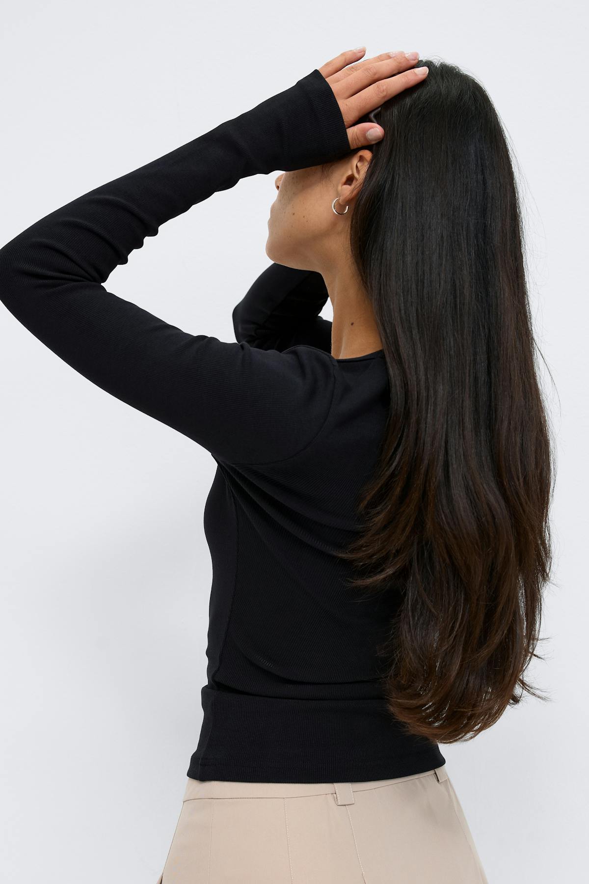 Super stretch scoop neck top - Noir