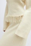 Knitted fringe sweater - Crème
