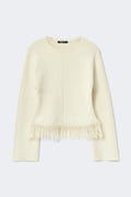Knitted fringe sweater - Crème