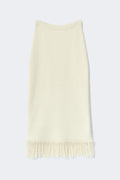 Knitted fringe skirt - Crème