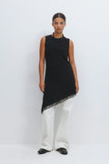 Asymmetric lace detail tunic - Noir