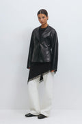 Asymmetric lace detail tunic - Noir