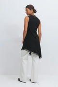 Asymmetric lace detail tunic - Noir