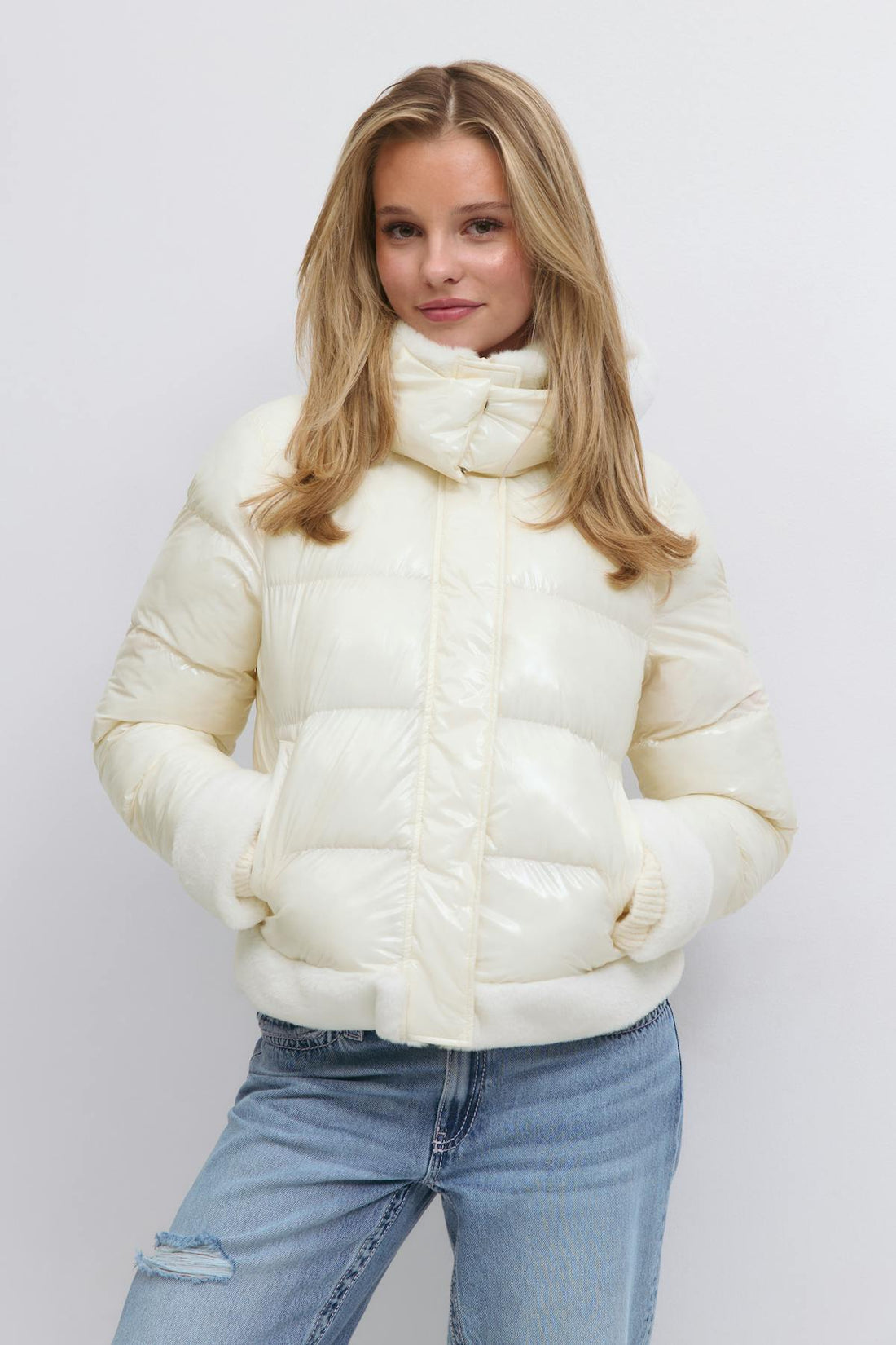 Y padded fur jacket - Creme
