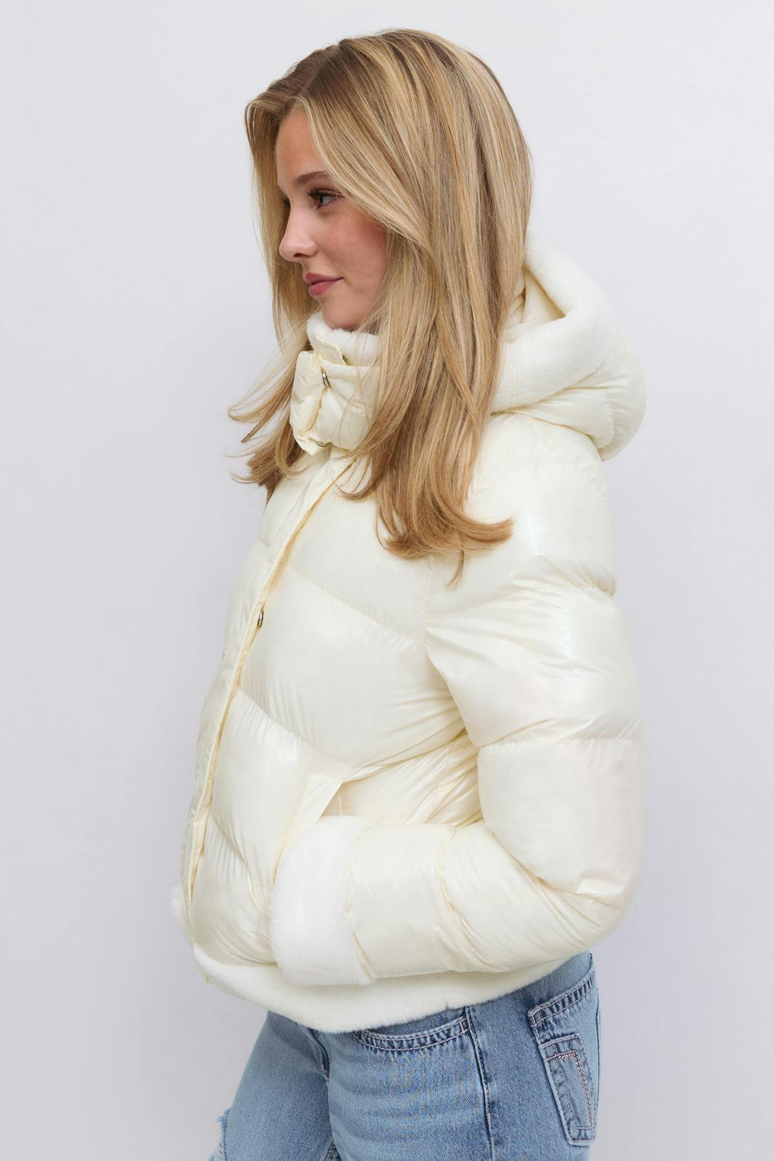 Y padded fur jacket - Creme