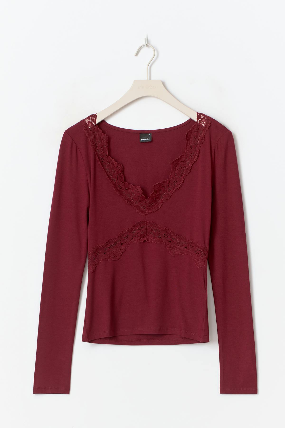 V-neck lace detail top - Navy blazer