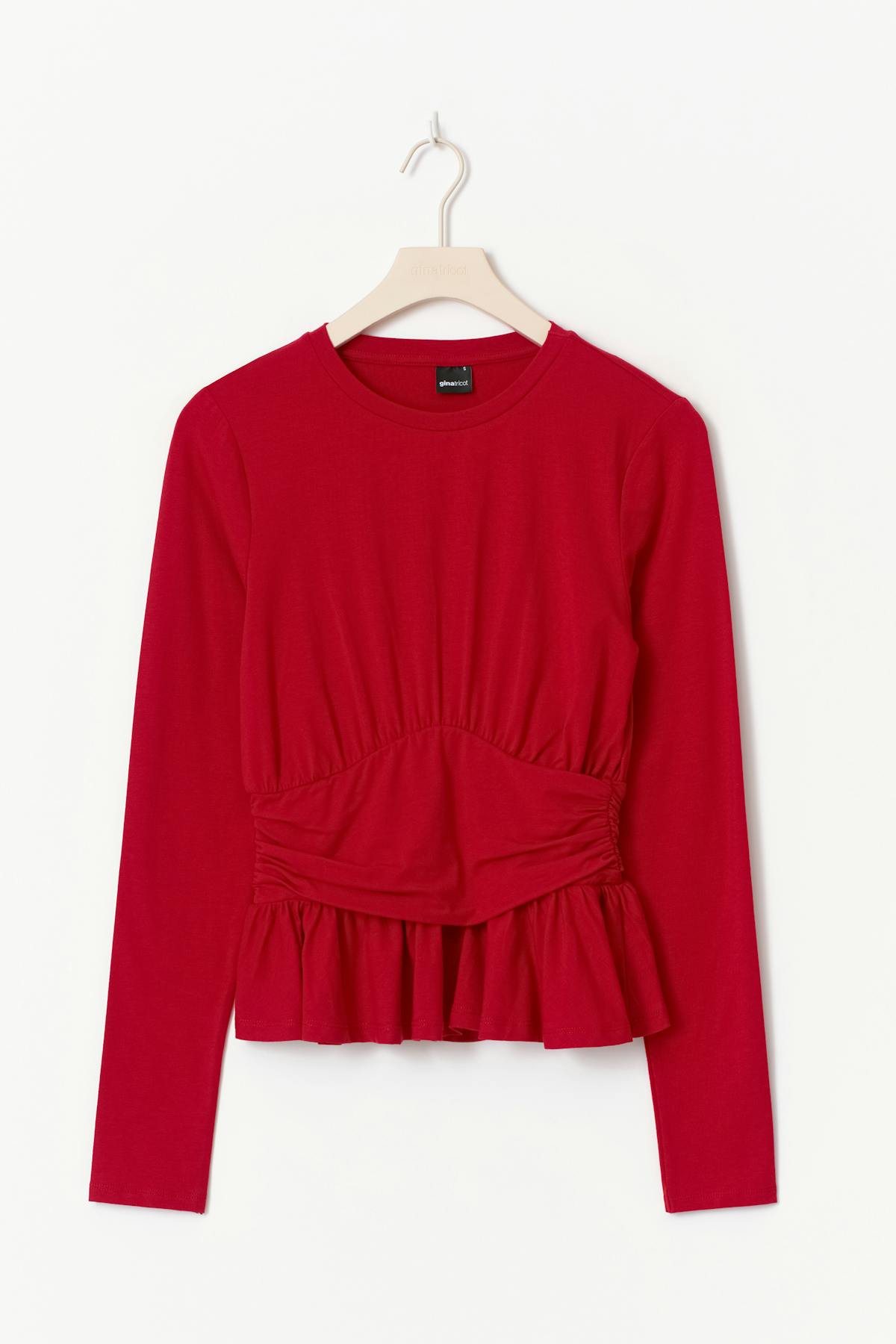 Long sleeve peplum top - Haute red