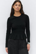 Long sleeve peplum top - Haute red