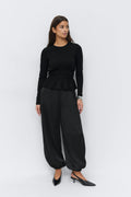 Long sleeve peplum top - Noir