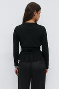 Long sleeve peplum top - Noir