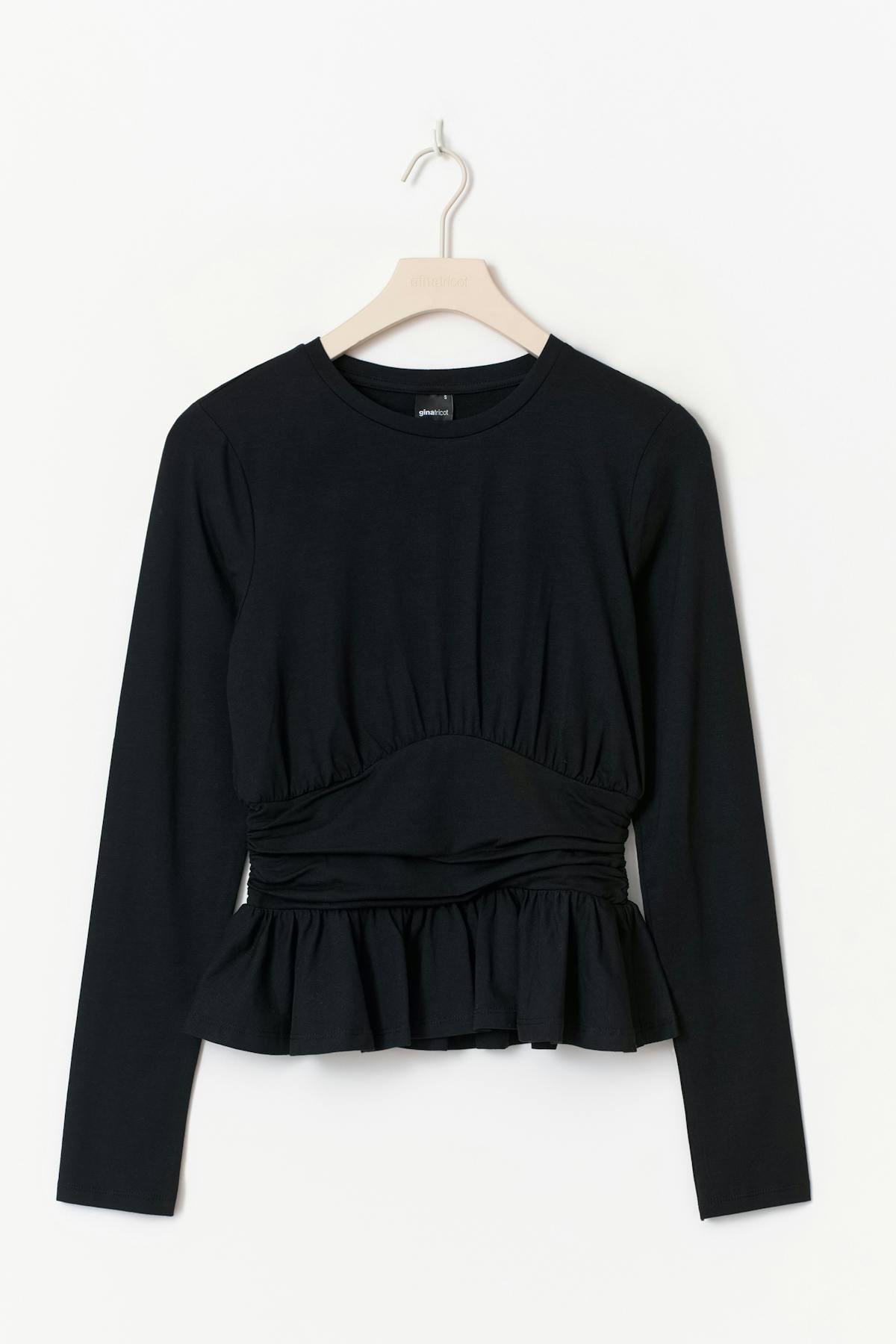 Long sleeve peplum top - Noir