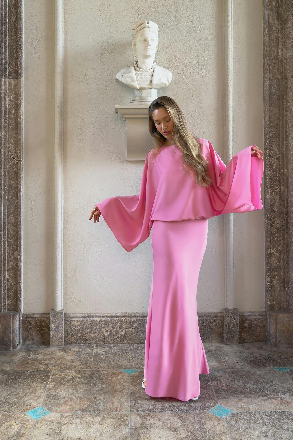 Draped back maxi dress - Chocolate plum