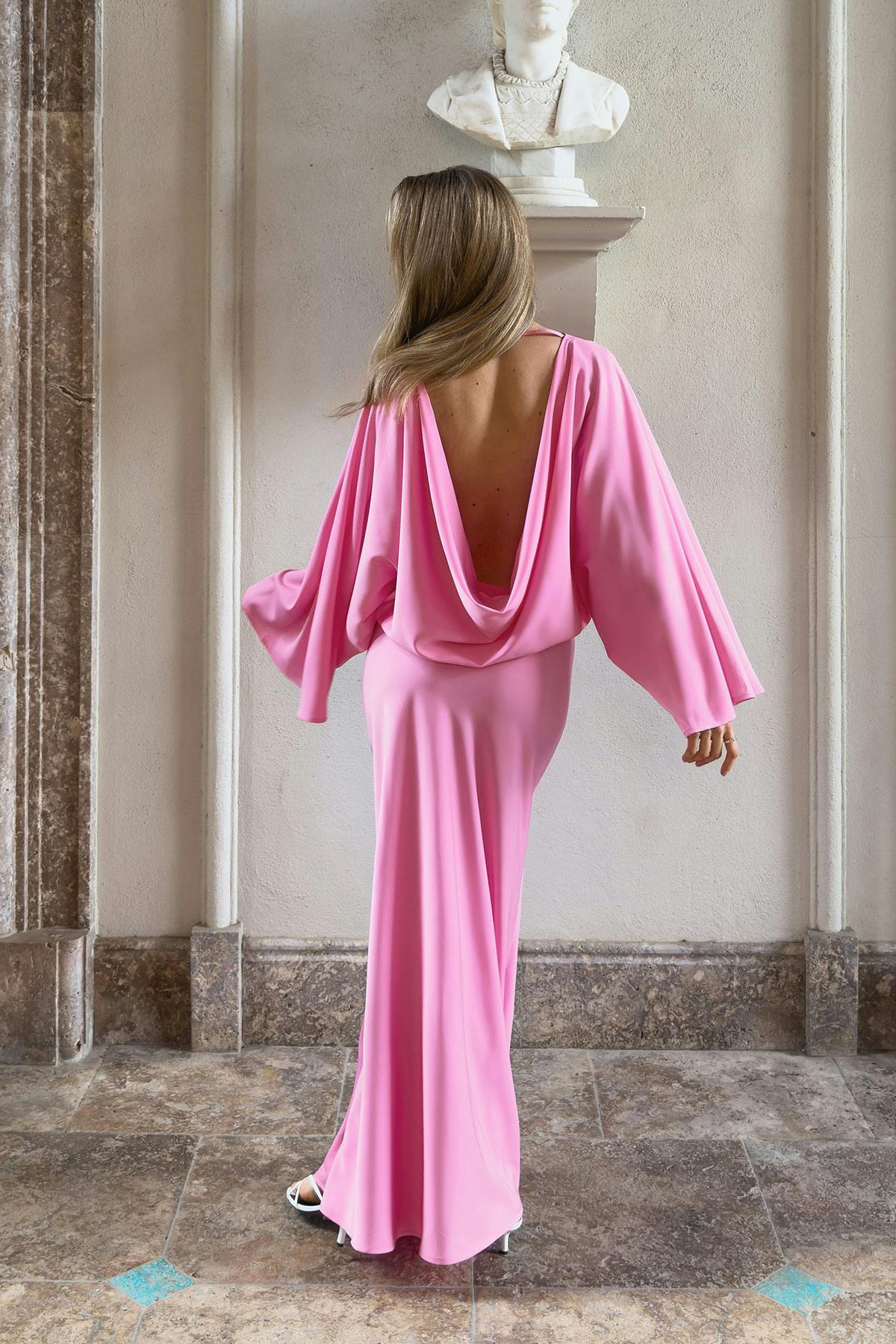 Draped back maxi dress - Rose