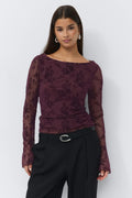 Floral flare sleeve top - Wine tasting